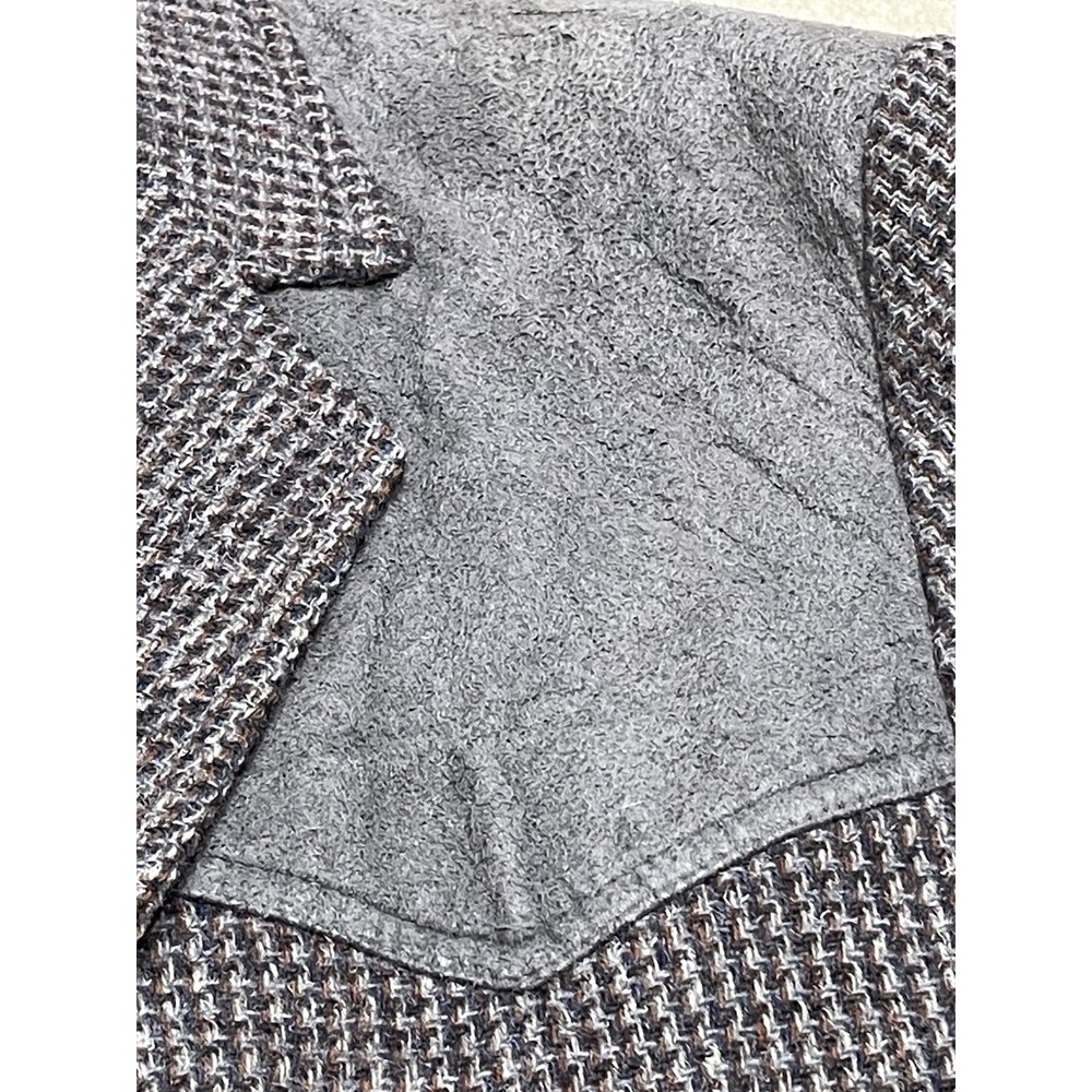 Vtg PENDLETON High Grade Western Wear Tweed Jacket 44 Wool Suede Patch - Picture 6 of 8